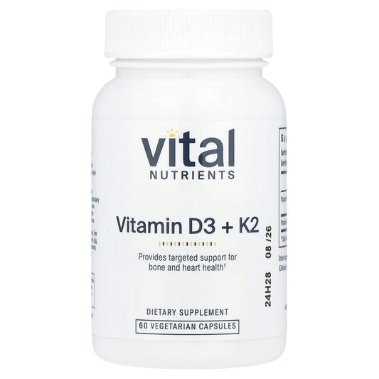 Vital Nutrients, Vitamin D3 + K2, 60 Vegetarian Capsules