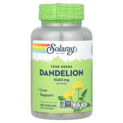 Solaray, True Herbs, Dandelion, 180 VegCaps (520 mg per Capsule)