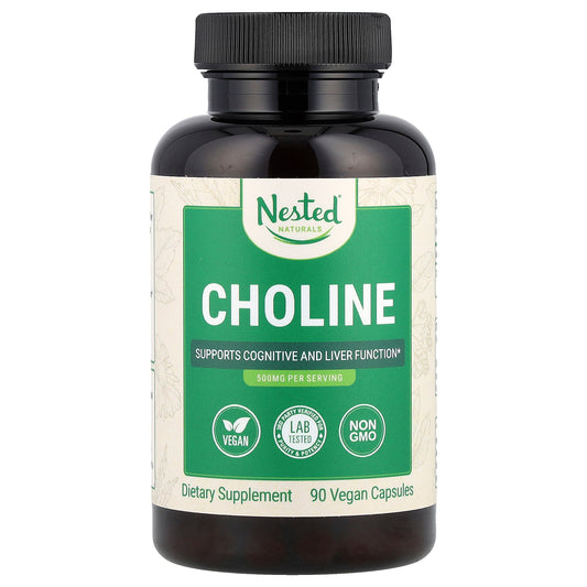 Nested Naturals, Choline, 500 mg , 90 Vegan Capsules (250 mg per Capsule)