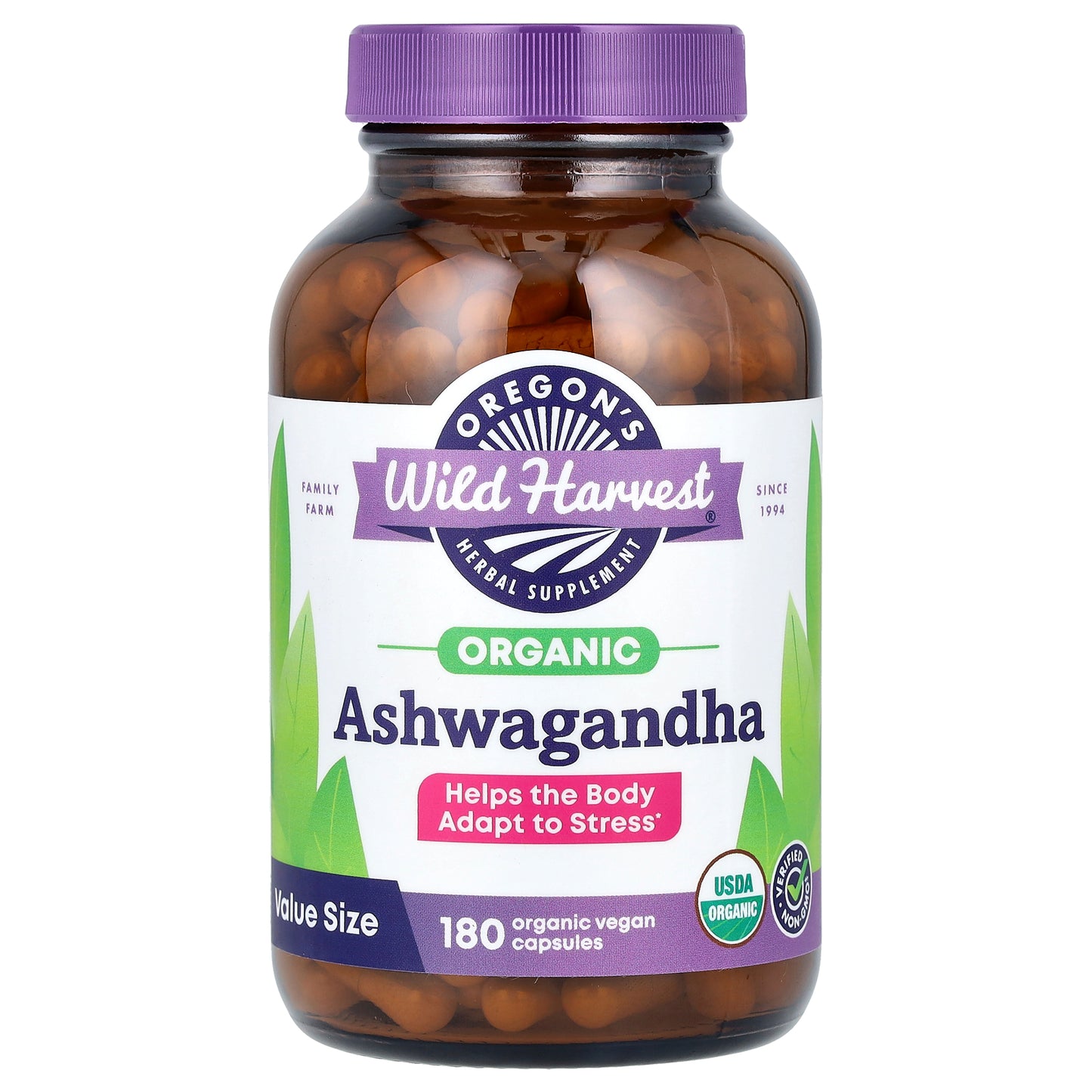 Oregon's Wild Harvest, Organic Ashwagandha, 180 Organic Vegan Capsules