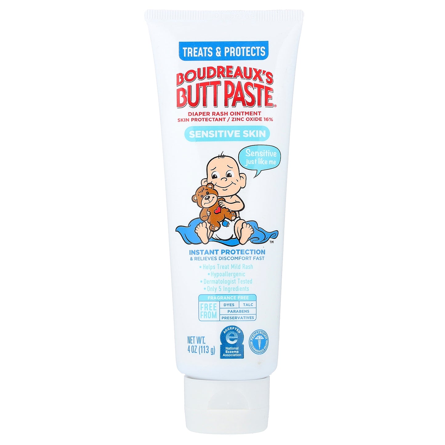 Boudreaux's Butt Paste, Diaper Rash Ointment, Sensitive Skin, Fragrance Free, 4 oz (113 g)