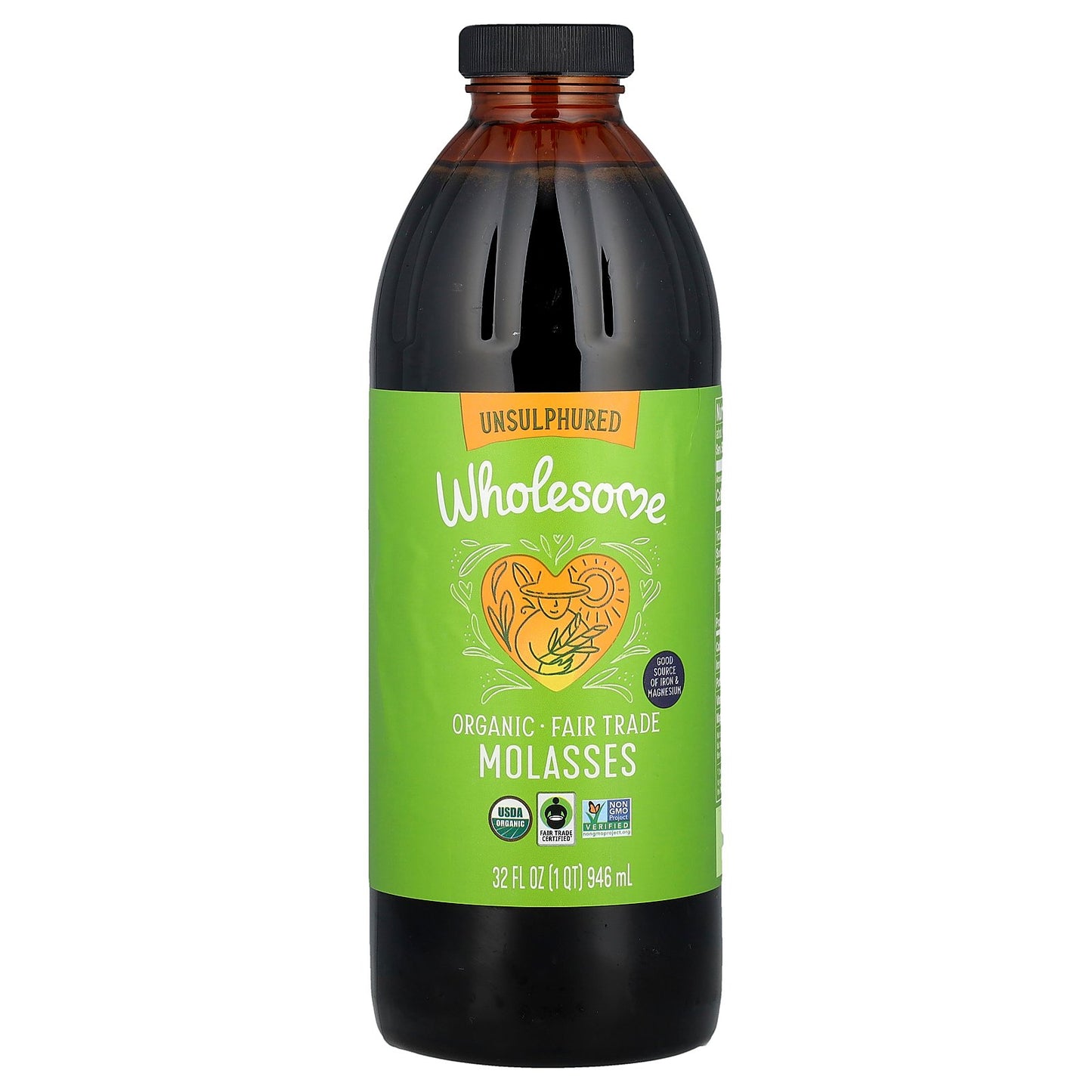 Wholesome Sweeteners, Organic Molasses, Unsulphured, 32 fl oz (946 ml)