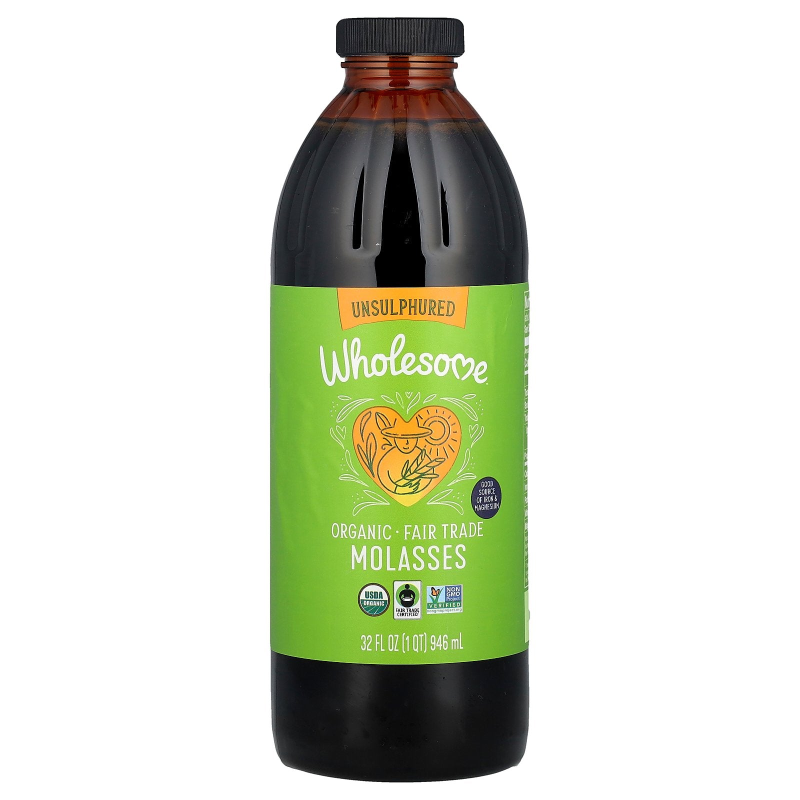 Wholesome Sweeteners, Organic Molasses, Unsulphured, 32 fl oz (946 ml)