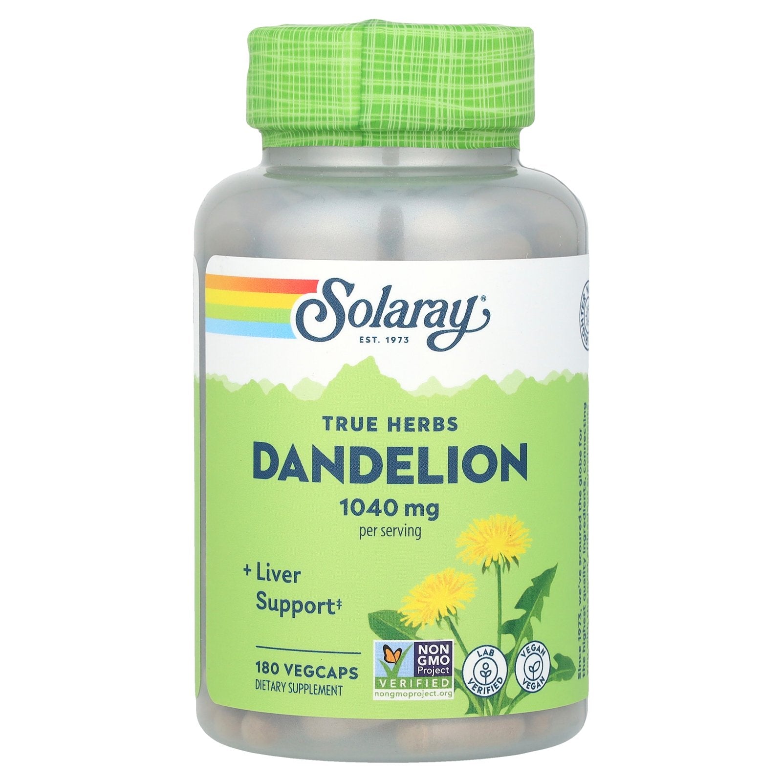 Solaray, True Herbs, Dandelion, 1,040 mg, 180 VegCaps (520 mg per Capsule)