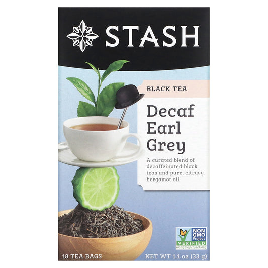 Stash Tea, Black Tea, Decaf Earl Grey, 18 Tea Bags, 1.1 oz (33 g)