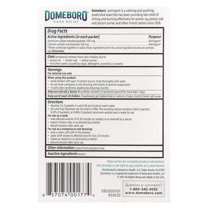 Domeboro, Medicated Soak, Rash Relief, 12 Powder Packets, 0.1 oz (2.7 g) Each