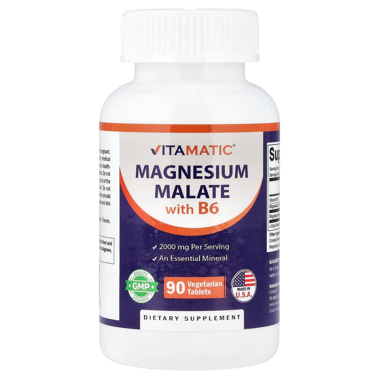 Vitamatic, Magnesium Malate with B6, 90 Vegetarian Tablets