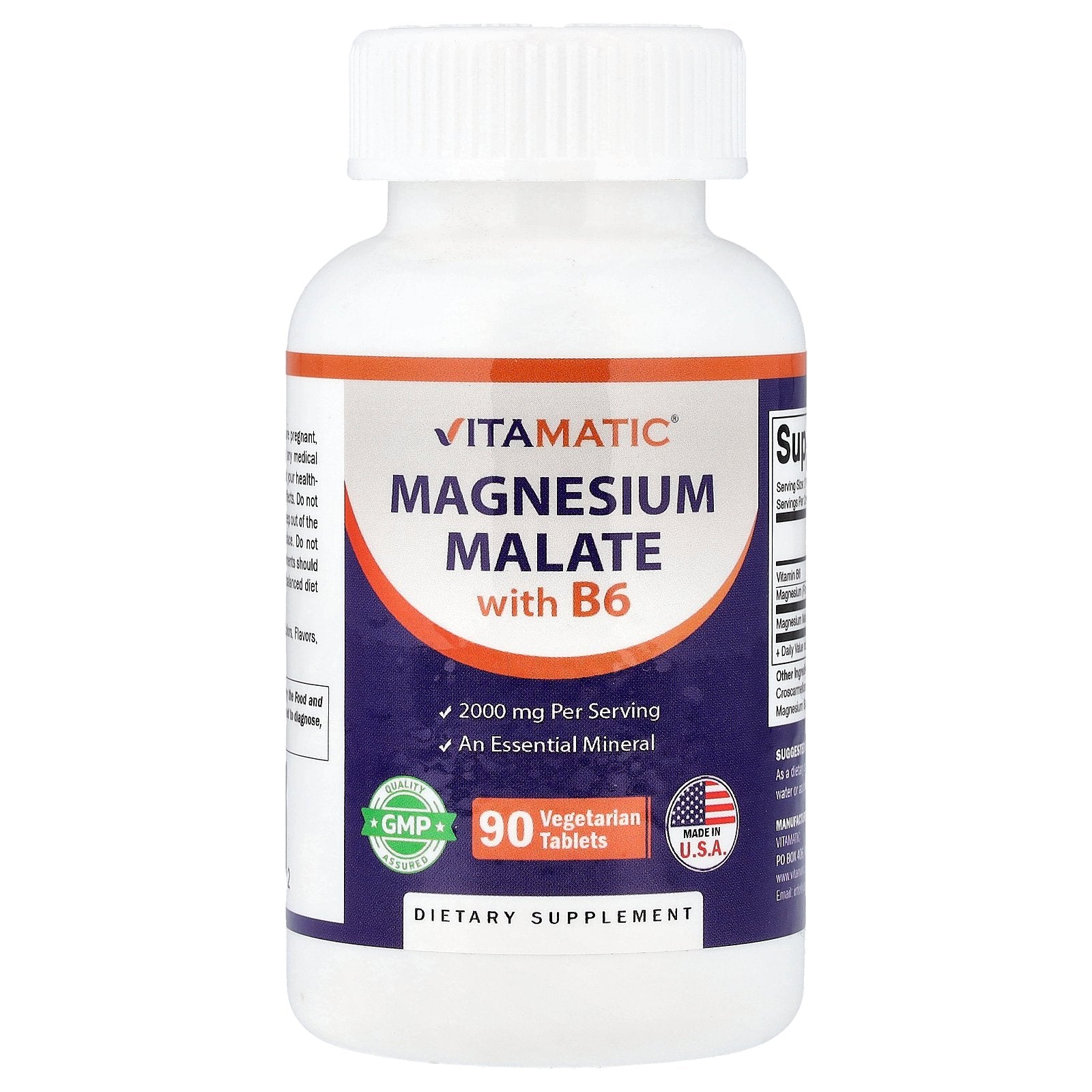 Vitamatic, Magnesium Malate with B6, 90 Vegetarian Tablets