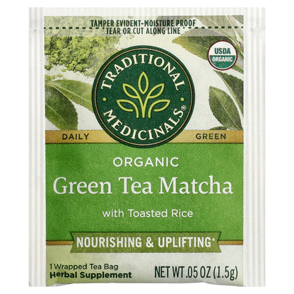 Traditional Medicinals, Organic Green Tea Matcha with Toasted Rice, 16 Wrapped Tea Bags, 0.85 oz (24 g)
