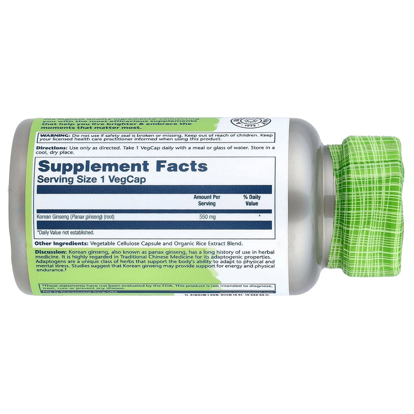 Solaray, True Herbs, Korean Ginseng, 550 mg, 50 VegCaps