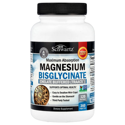 BioSchwartz, Magnesium Bisglycinate, Maximum Absorption, 360 Veggie Caps (24 mg per Cap)