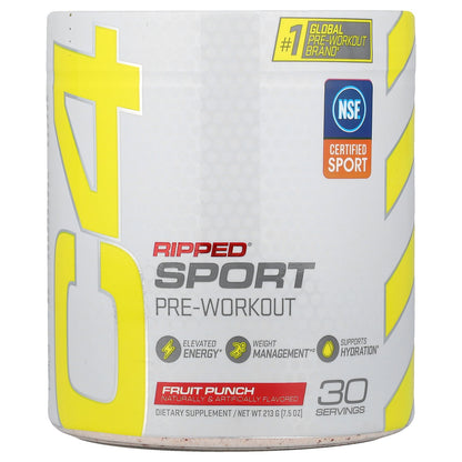 C4 / Cellucor, C4® Ripped Sport, Pre-Workout, Fruit Punch, 7.5 oz (213 g)