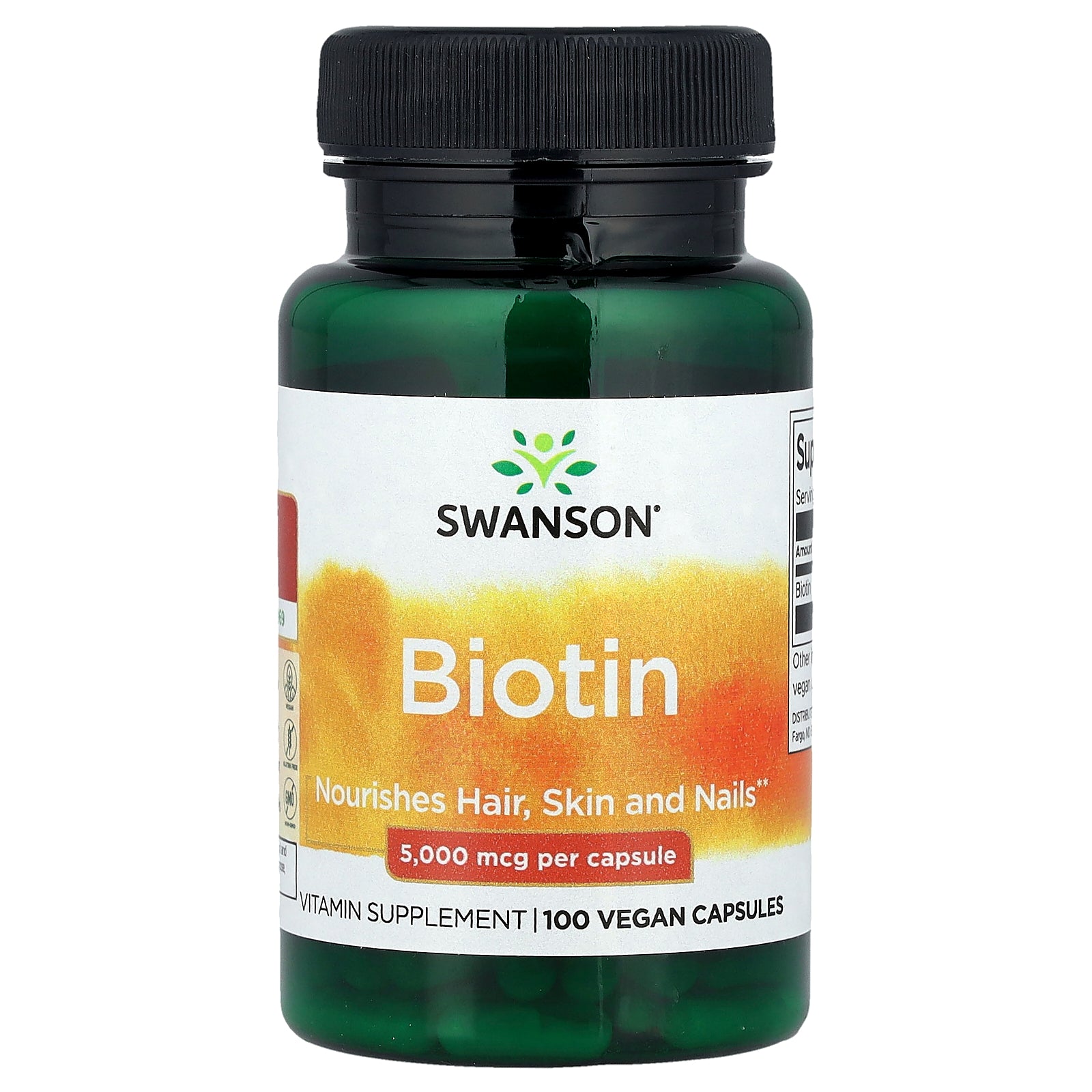 Swanson, Biotin, 5,000 mcg, 100 Vegan Capsules