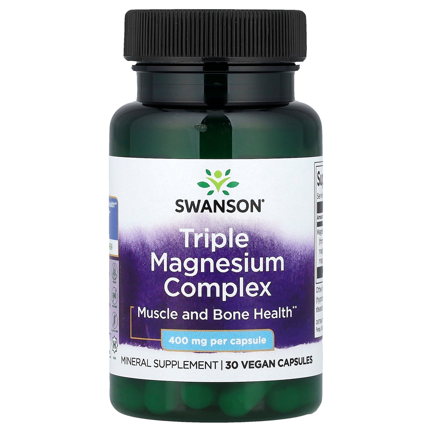 Swanson, Triple Magnesium Complex, 400 mg, 30 Vegan Capsules
