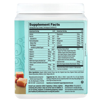 Sunwarrior, Collagen Building Protein Peptides, Salted Caramel, 1.1 lb (500 g)