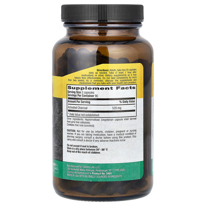 Country Life, Activated Charcoal, Coconut, 180 Vegan Capsules (260 mg per Capsule)