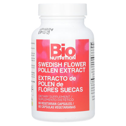 Bio Nutrition, Swedish Flower Pollen Extract, 500 mg , 60 Vegetarian Capsules