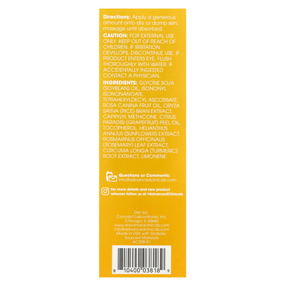 Advanced Clinicals, Vitamin C, Brightening Body Oil, 3.8 fl oz (112 ml)