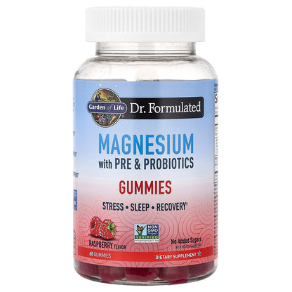 Garden of Life, Magnesium with Pre & Probiotics Gummies, Raspberry , 60 Gummies
