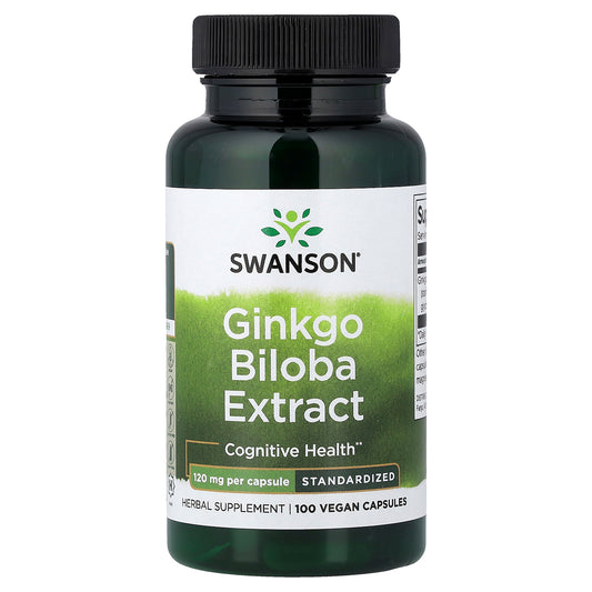 Swanson, Ginkgo Biloba Extract, Standardized, 120 mg, 100 Vegan Capsules