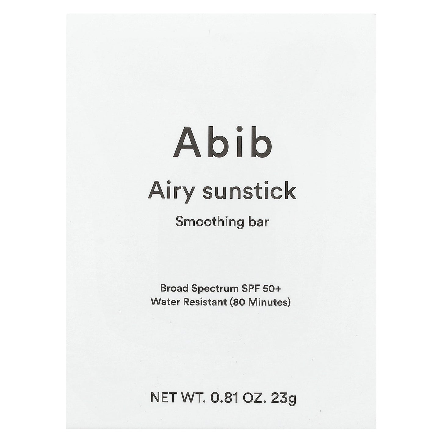 Abib, Airy Sunstick Smoothing Bar, SPF 50+, 0.81 oz (23 g)