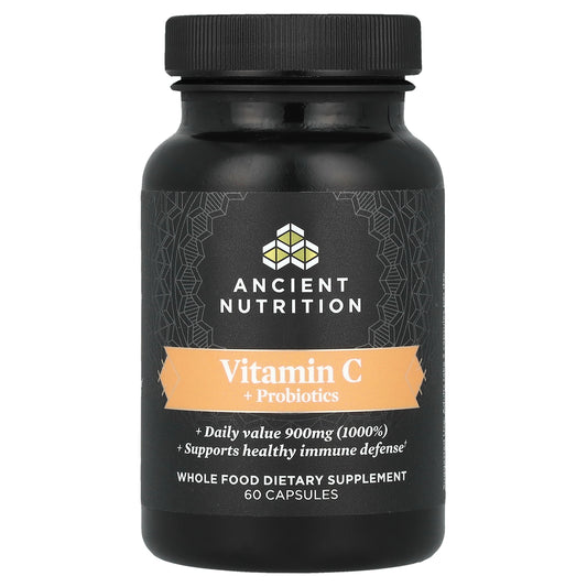 Ancient Nutrition, Vitamin C + Probiotics, 60 Capsules