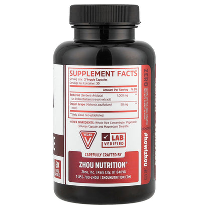 Zhou Nutrition, Berberine with Oregon Grape, 60 Veggie Capsules