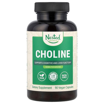 Nested Naturals, Choline, 90 Vegan Capsules (250 mg per Capsule)