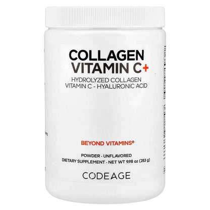 Codeage, Collagen Vitamin C+ Powder, Unflavored, 9.98 oz (283 g)