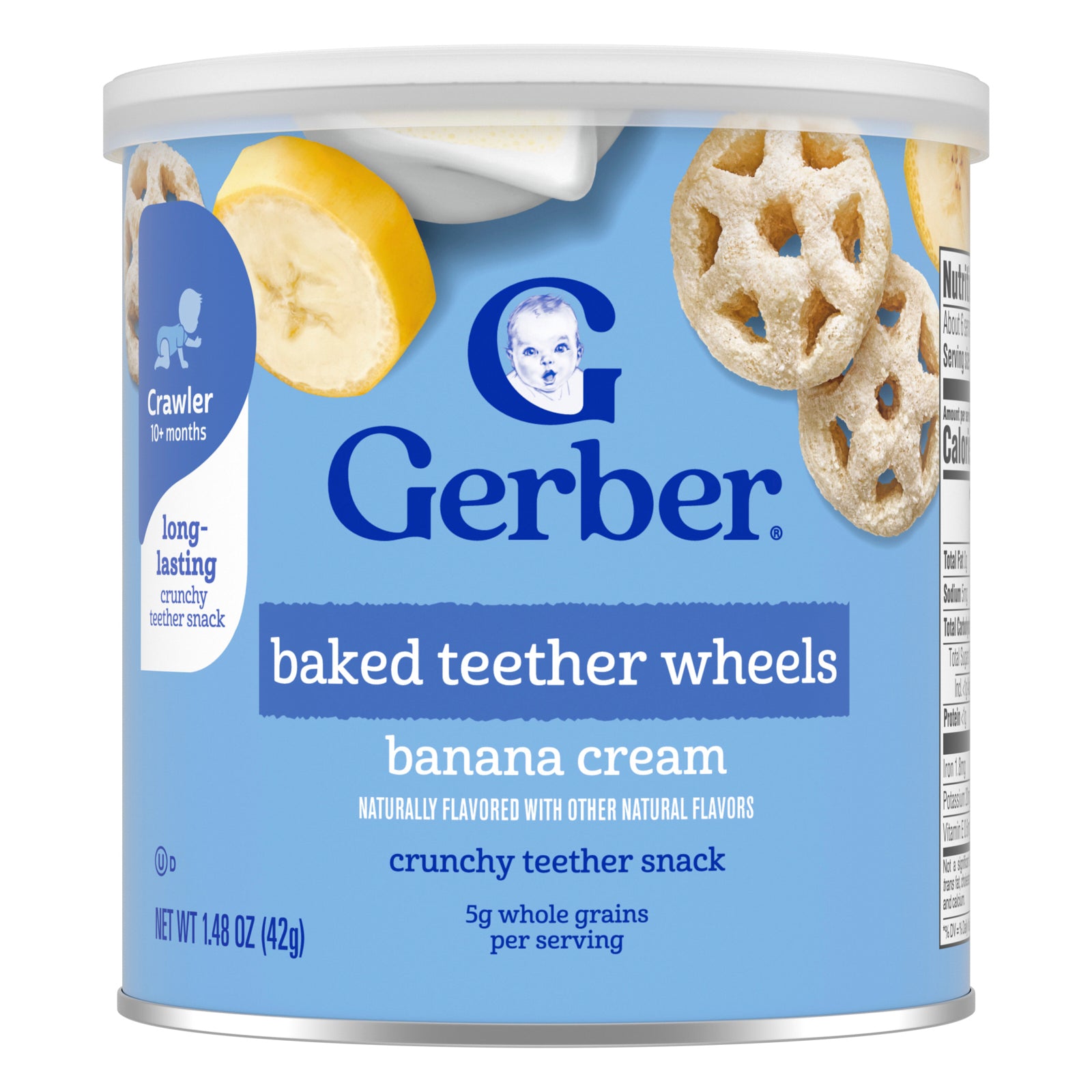 Gerber, Baked Teether Wheels, 10+ Months, Banana Cream, 1.48 oz (42 g)