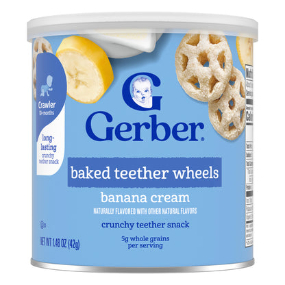 Gerber, Baked Teether Wheels, 10+ Months, Banana Cream, 1.48 oz (42 g)