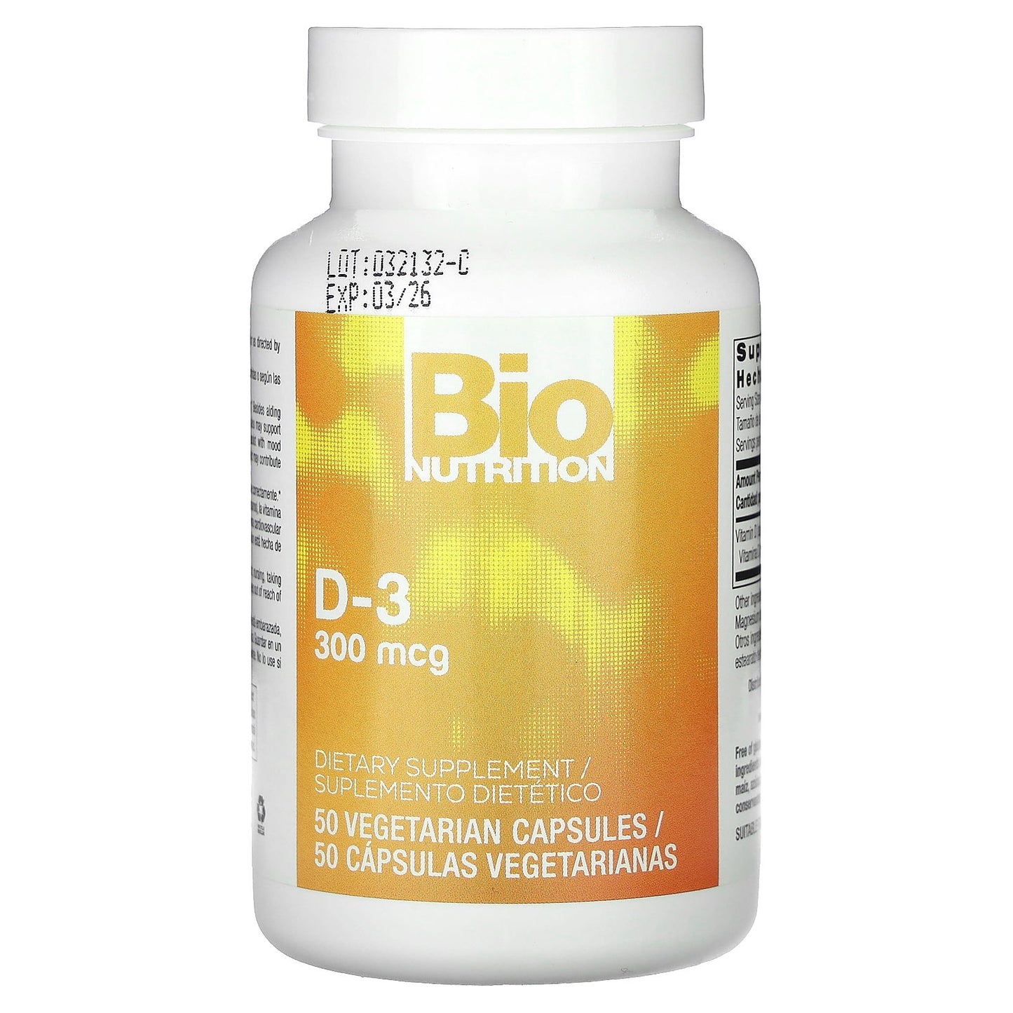 Bio Nutrition, D-3 , 300 mcg , 50 Vegetarian Capsules