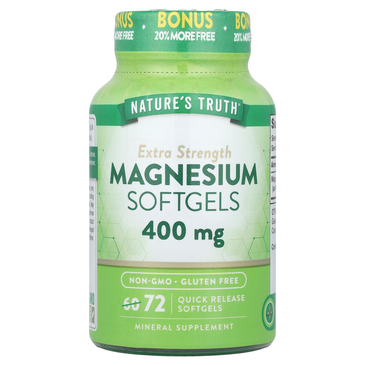 Nature's Truth, Magnesium, Extra Strength , 400 mg, 72 Quick Release Softgels