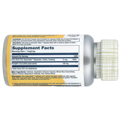 Solaray, Zinc Asporotate, 100 VegCaps