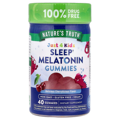 Nature's Truth, Just 4 Kidz, Sleep Melatonin Gummies, Delicious Cherrylicious, 40 Gummies (1 g per Gummy)