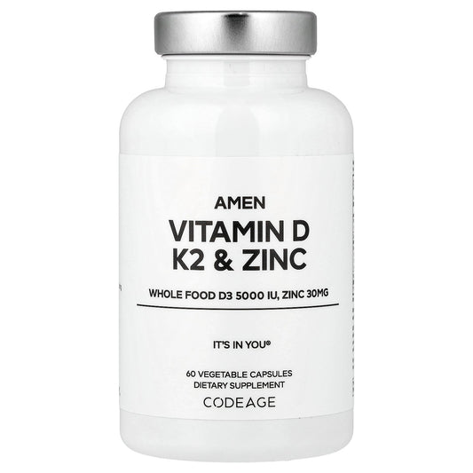 Codeage, Amen, Vitamin D, K2 & Zinc, 60 Vegetable Capsules