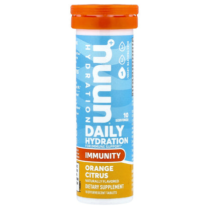 Nuun, Daily Hydration, For Immune Support, Orange Citrus, 10 Effervescent Tablets