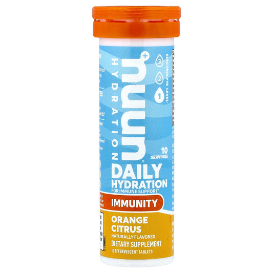 Nuun, Daily Hydration, For Immune Support, Orange Citrus, 10 Effervescent Tablets
