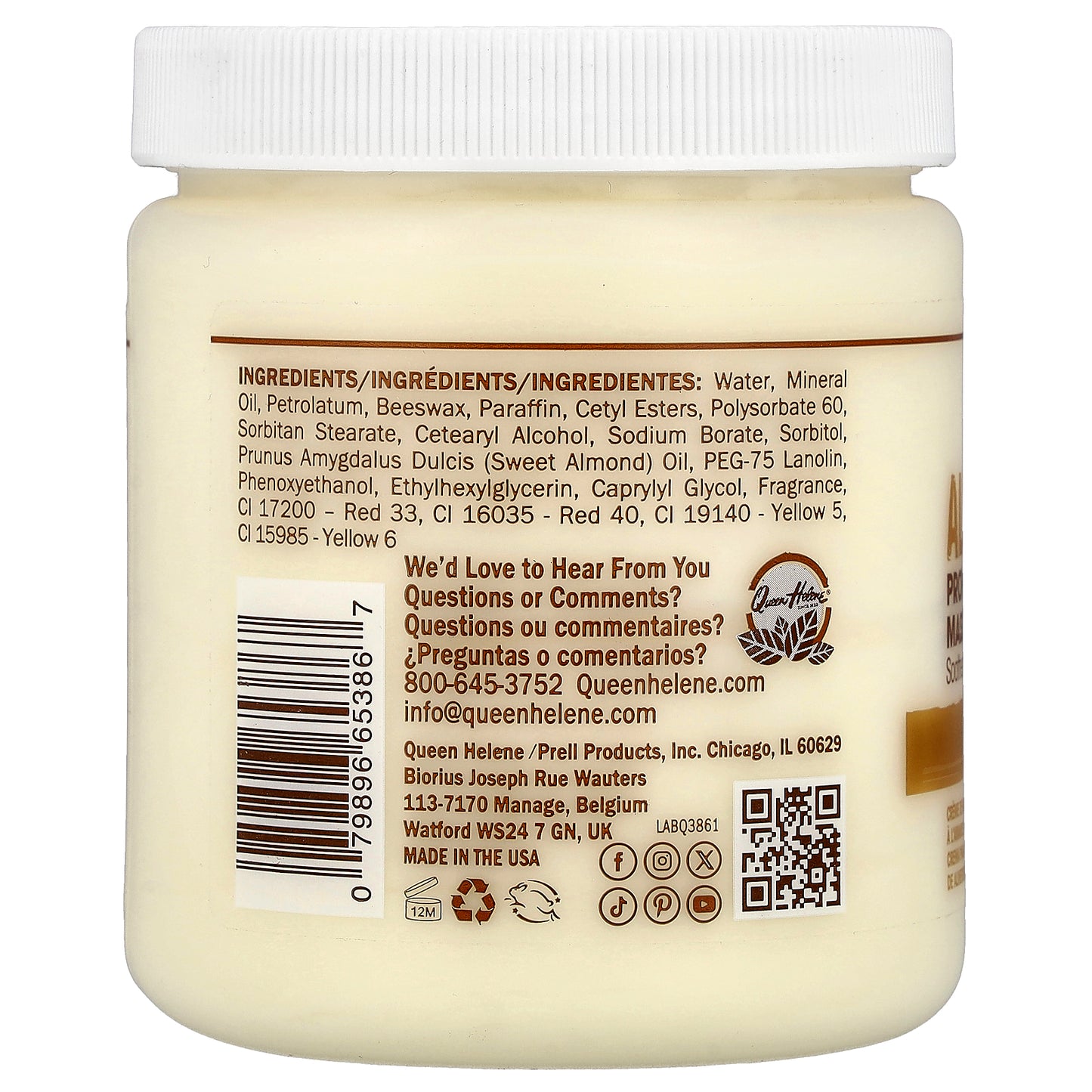 Queen Helene, Professional Massage Cream, Almond, 15 oz (425 g)