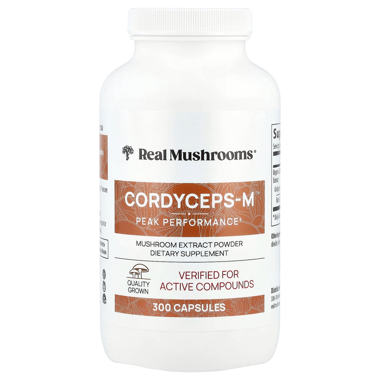 Real Mushrooms, Cordyceps-M™, Mushroom Extract Powder, 300 Capsules