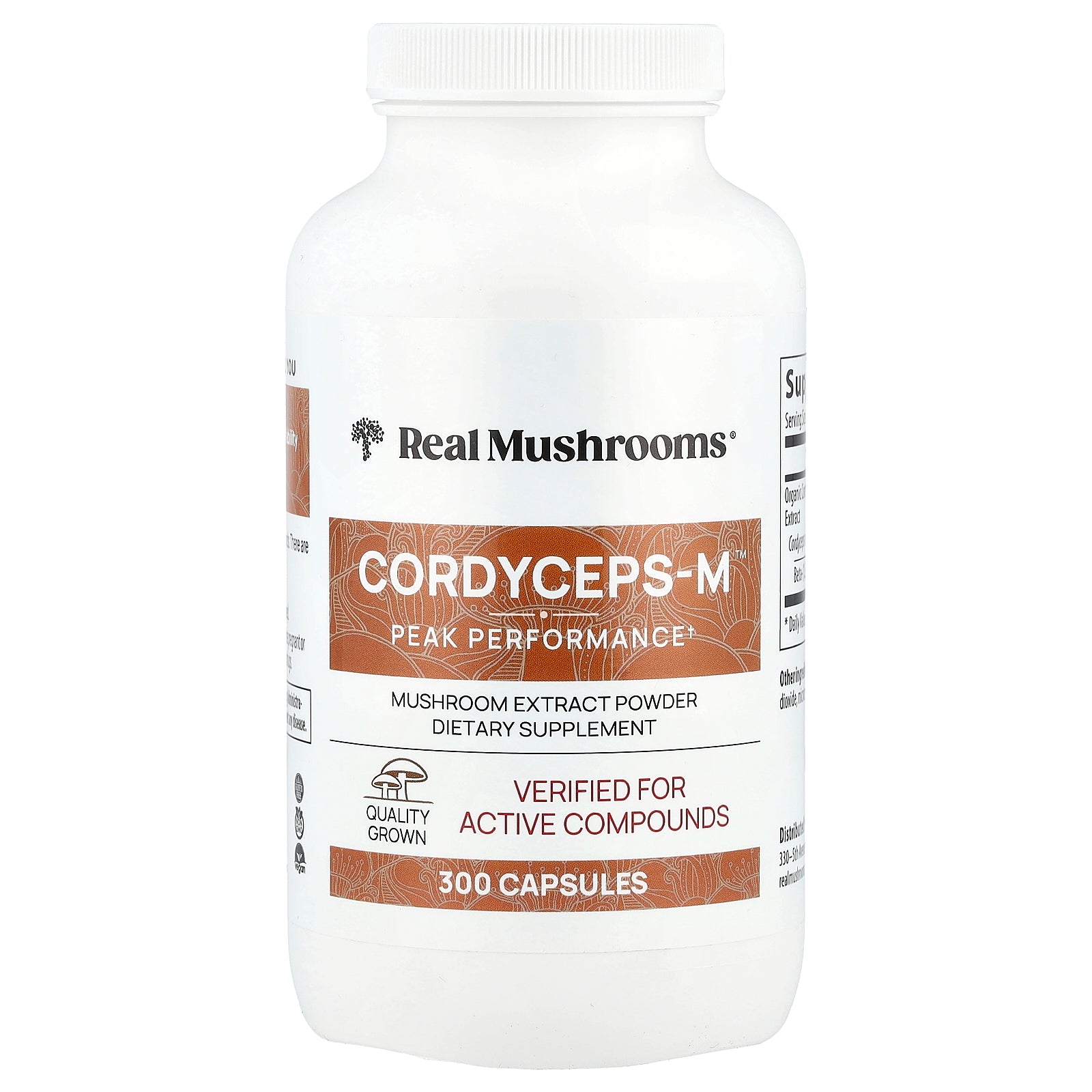 Real Mushrooms, Cordyceps-M™, Mushroom Extract Powder, 300 Capsules