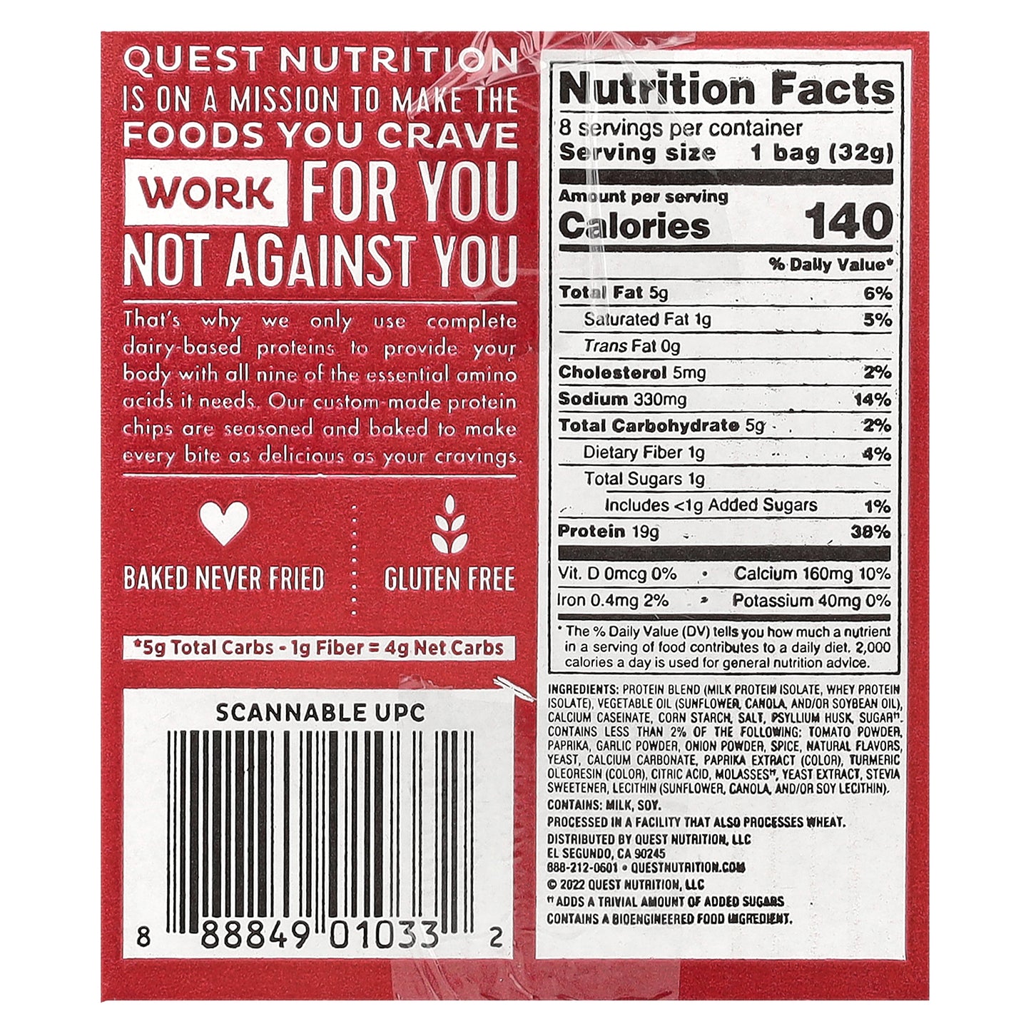 Quest Nutrition, Original Style Protein Chips, BBQ, 8 Bags, 1.1 oz (32 g) Each