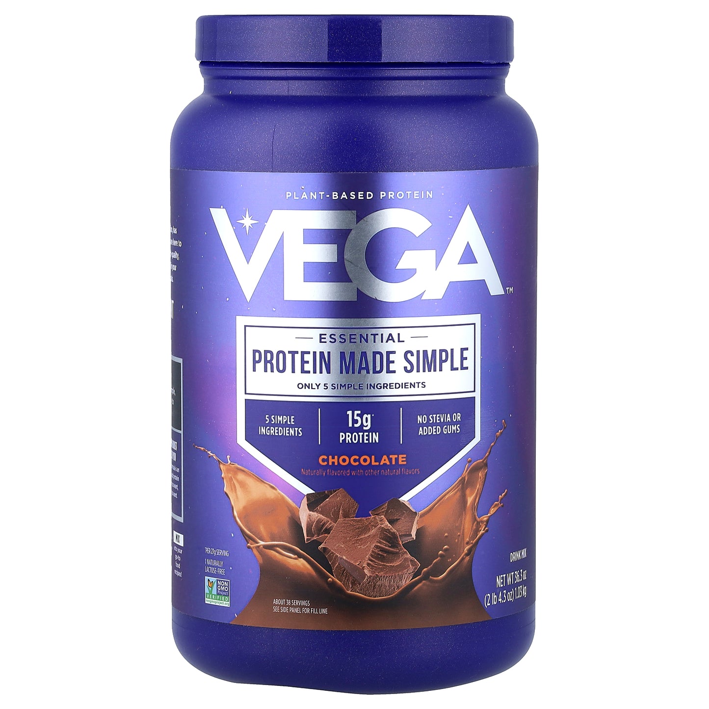 Vega, Essential, Protein Made Simple, Plant-Based Protein, Chocolate, 2 lb 4.3 oz  (1.03 kg)