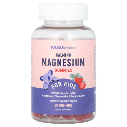 MAV Nutrition, Calming  Magnesium Gummies, For Kids, Yummy Strawberry, 60 Gummies