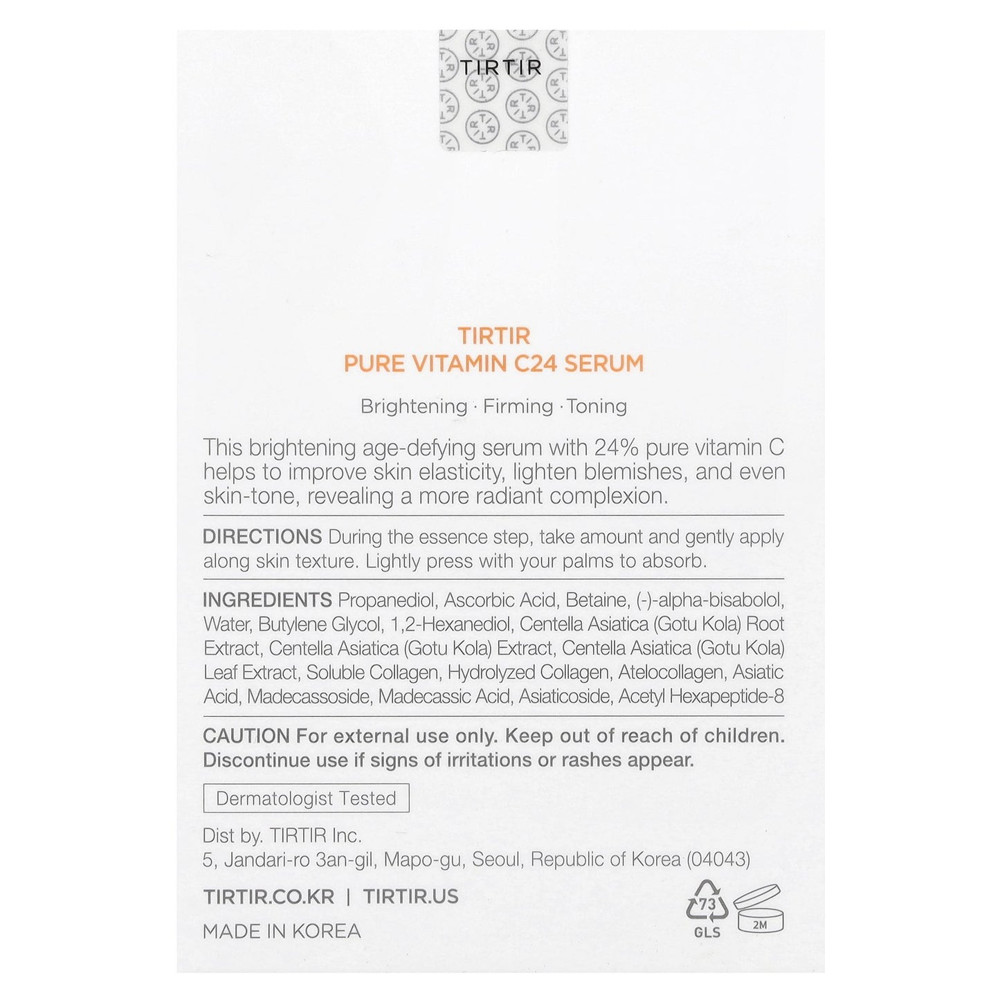 TIRTIR, Pure Vitamin C24 Serum, 1.01 fl oz (30 ml)