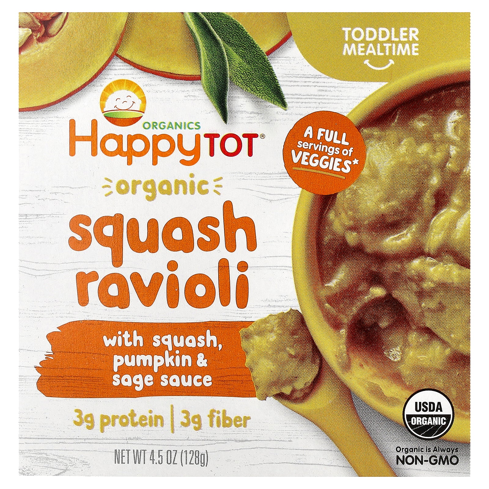 Happy Family Organics, Happy Tot®, Organic Squash Ravioli, For 2 Years & Up, 4.5 oz (128 g)
