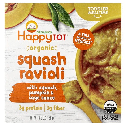 Happy Family Organics, Happy Tot®, Organic Squash Ravioli, For 2 Years & Up, 4.5 oz (128 g)