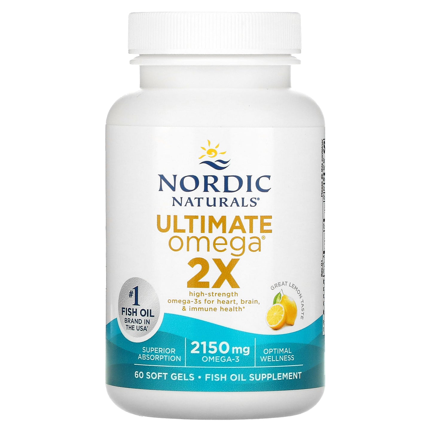 Nordic Naturals, Ultimate Omega 2X, Lemon, 2,150 mg, 60 Softgels (1,075 mg per Soft Gel)