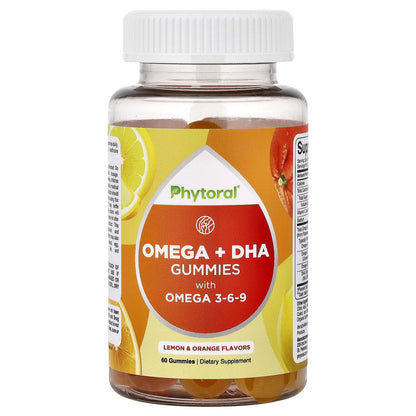 Phytoral, Omega + DHA Gummies with Omega 3-6-9, Lemon & Orange, 60 Gummies