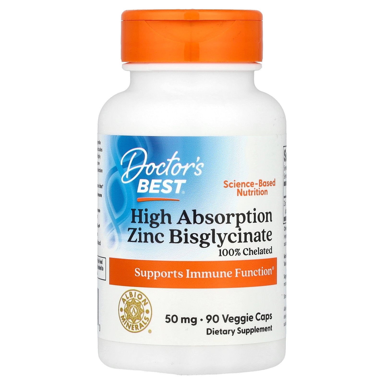 Doctor's Best, High Absorption Zinc Bisglycinate, 50 mg, 90 Veggie Caps